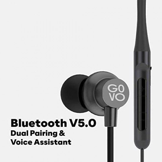 GOVO GOKIXX 900 Bluetooth Wireless Neckband in Ear Earphones with Mic, 12H Playtime Platinum Black
