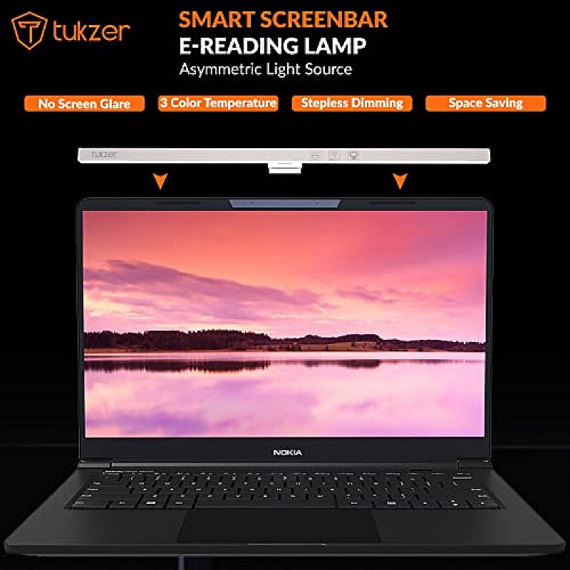 Tukzer 13-Inch Laptop Screen Light Bar with Smart Touch Sensor USB Powered 5W LED E-Reading Lamp 3 Color Temperature  Black