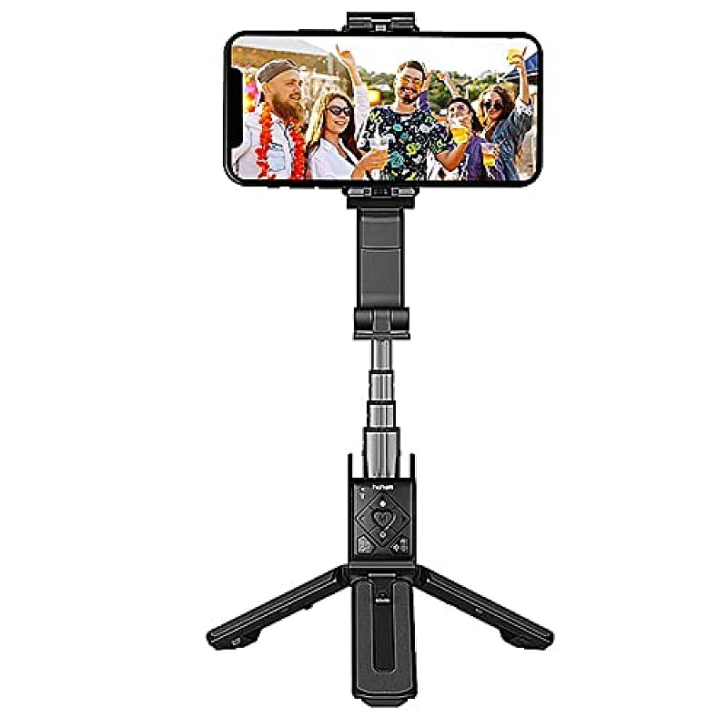 Hohem iSteady Q Selfie Stick Tripod w/Extendable Stick with Remote 1-Axis Gimbal Stabilizer, Face Tracking (Black)