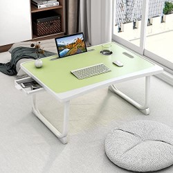 Tarkan Portable Folding Laptop Desk for Bed, Lapdesk with Handle, Drawer, Cup & Mobile/Tablet Holder for Study, Eating, Work (Green)