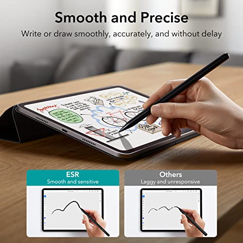 ESR for Apple iPad Pencil with Tilt Sensitivity, Stylus Pen for Apple iPad 10 9 8 7 6, iPad Pro 11 12.9,Black ESR for Apple iPad Pencil with Tilt Sensitivity, Stylus Pen for Apple iPad 10 9 8 7 6, iPad Pro 11 12.9,Black