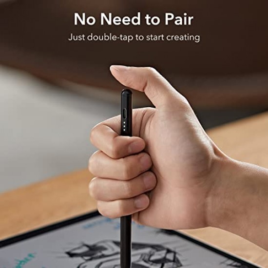 ESR for Apple iPad Pencil with Tilt Sensitivity, Stylus Pen for Apple iPad 10 9 8 7 6, iPad Pro 11 12.9,Black
