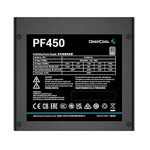 Deepcool PF450, 450 Watt, 80 Plus Standard Power Supply/PSU for Gaming PC -Black - R-PF450D-HA0B Deepcool PF450, 450 Watt, 80 Plus Standard Power Supply/PSU for Gaming PC -Black - R-PF450D-HA0B