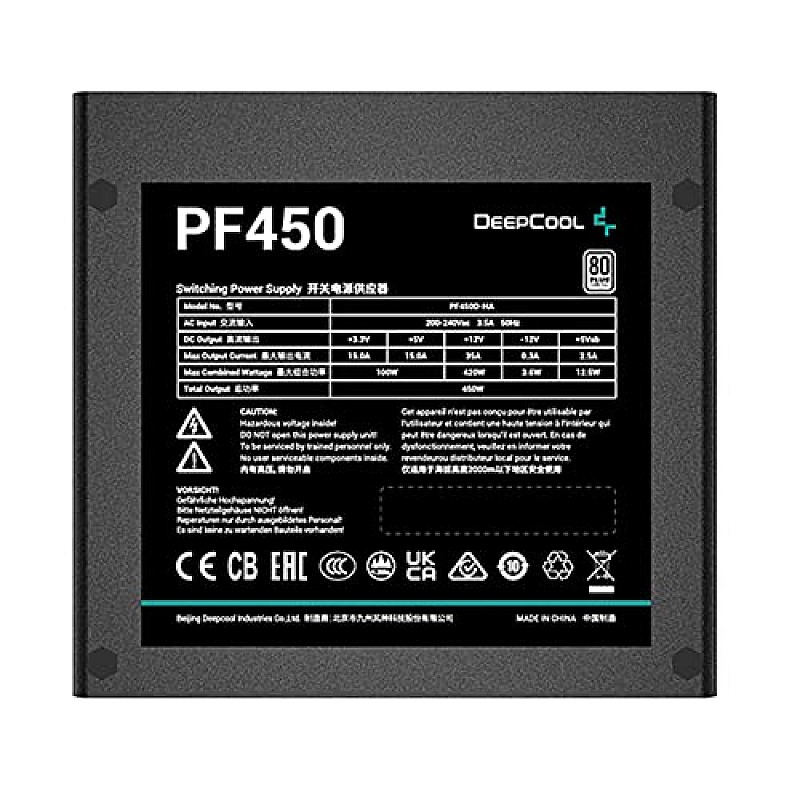 Deepcool PF450, 450 Watt, 80 Plus Standard Power Supply/PSU for Gaming PC -Black - R-PF450D-HA0B