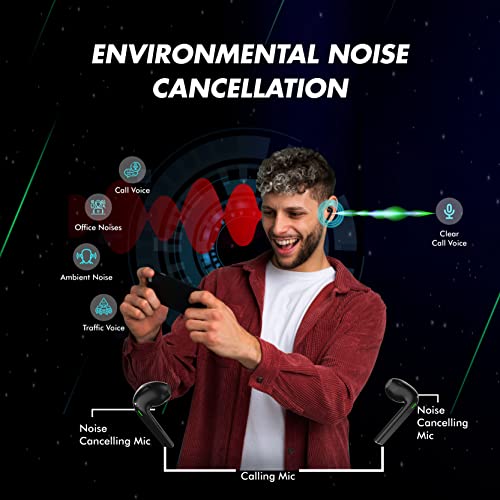 Wings Newly Launched Phantom 100 Gaming TWS Earbuds with 13 mm HD BASS Drivers, ENC Clarity, 40 Hours Playtime black Wings Newly Launched Phantom 100 Gaming TWS Earbuds with 13 mm HD BASS Drivers, ENC Clarity, 40 Hours Playtime black