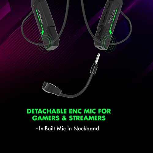 Wings Phantom1000 Gaming Neckband with Detachable Mic 60 Hours Massive Playtime BLACK Wings Phantom1000 Gaming Neckband with Detachable Mic 60 Hours Massive Playtime BLACK