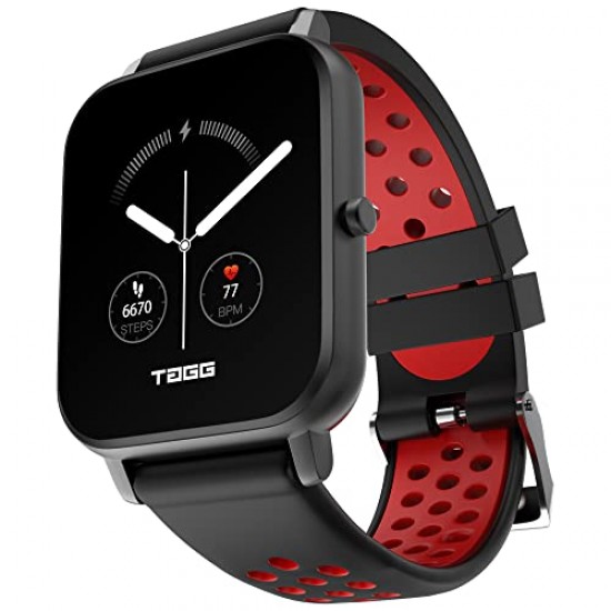 TAGG Verve Sense Smartwatch with 7 Days Battery Backup, IPX67 Waterproof | Red Black,Standard