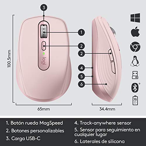 Logitech MX Anywhere 3 Compact Performance Mouse Wireless, 4000DPI Sensor, USB-C, Bluetooth,- Graphite Logitech MX Anywhere 3 Compact Performance Mouse Wireless, 4000DPI Sensor, USB-C, Bluetooth,- Graphite