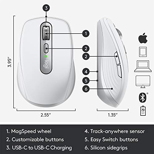 Logitech MX Anywhere 3 Compact Performance Mouse Wireless, 4000DPI Sensor, USB-C, Bluetooth,- Graphite Logitech MX Anywhere 3 Compact Performance Mouse Wireless, 4000DPI Sensor, USB-C, Bluetooth,- Graphite