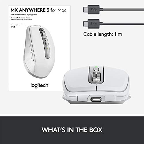 Logitech MX Anywhere 3 Compact Performance Mouse Wireless, 4000DPI Sensor, USB-C, Bluetooth,- Graphite Logitech MX Anywhere 3 Compact Performance Mouse Wireless, 4000DPI Sensor, USB-C, Bluetooth,- Graphite