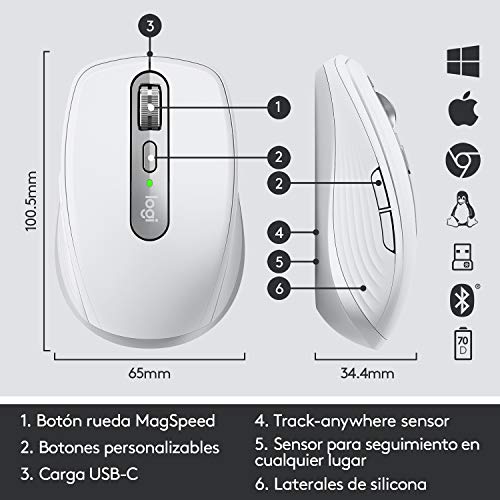 Logitech MX Anywhere 3 Compact Performance Mouse Wireless, 4000DPI Sensor, USB-C, Bluetooth,- Graphite Logitech MX Anywhere 3 Compact Performance Mouse Wireless, 4000DPI Sensor, USB-C, Bluetooth,- Graphite