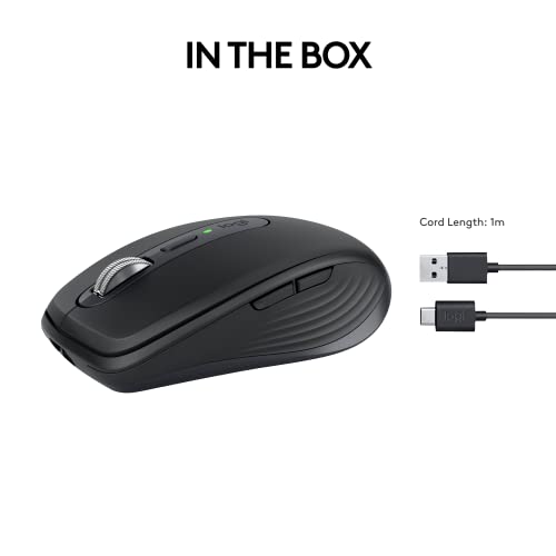 Logitech MX Anywhere 3 Compact Performance Mouse Wireless, 4000DPI Sensor, USB-C, Bluetooth,- Graphite Logitech MX Anywhere 3 Compact Performance Mouse Wireless, 4000DPI Sensor, USB-C, Bluetooth,- Graphite