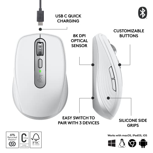 Logitech MX Anywhere 3 Compact Performance Mouse Wireless, 4000DPI Sensor, USB-C, Bluetooth,- Graphite Logitech MX Anywhere 3 Compact Performance Mouse Wireless, 4000DPI Sensor, USB-C, Bluetooth,- Graphite