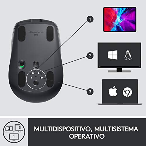 Logitech MX Anywhere 3 Compact Performance Mouse Wireless, 4000DPI Sensor, USB-C, Bluetooth,- Graphite Logitech MX Anywhere 3 Compact Performance Mouse Wireless, 4000DPI Sensor, USB-C, Bluetooth,- Graphite