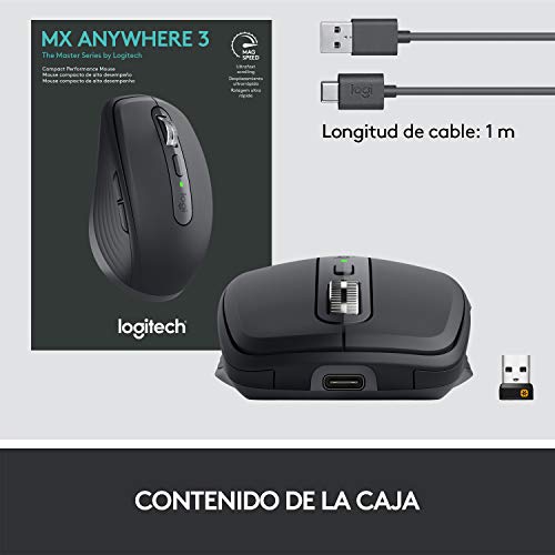 Logitech MX Anywhere 3 Compact Performance Mouse Wireless, 4000DPI Sensor, USB-C, Bluetooth,- Graphite Logitech MX Anywhere 3 Compact Performance Mouse Wireless, 4000DPI Sensor, USB-C, Bluetooth,- Graphite