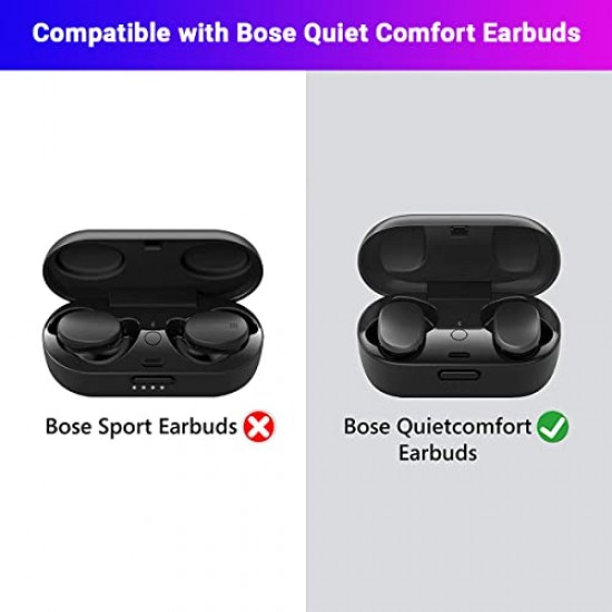 LIRAMARK Shockproof Protective Silicone 360° Cover Case with Buckle Designed for Bose QuietComfort Earbuds (Black)