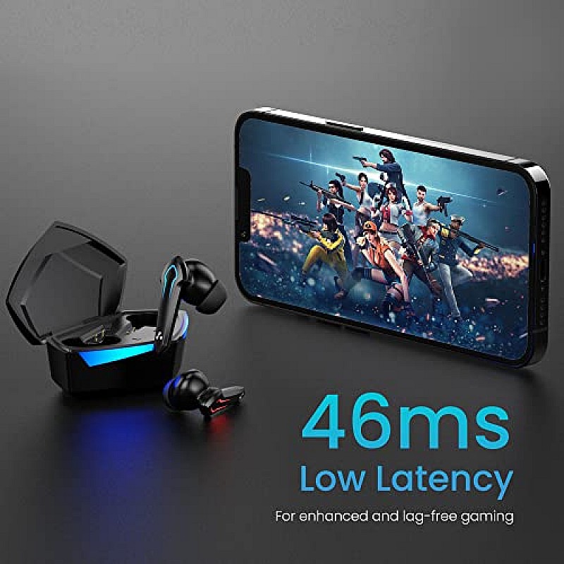 Ambrane Dots Play True Wireless Gaming in Ear Earbuds 46ms Ultra-Low Latency Lag-Free Audio (Black)