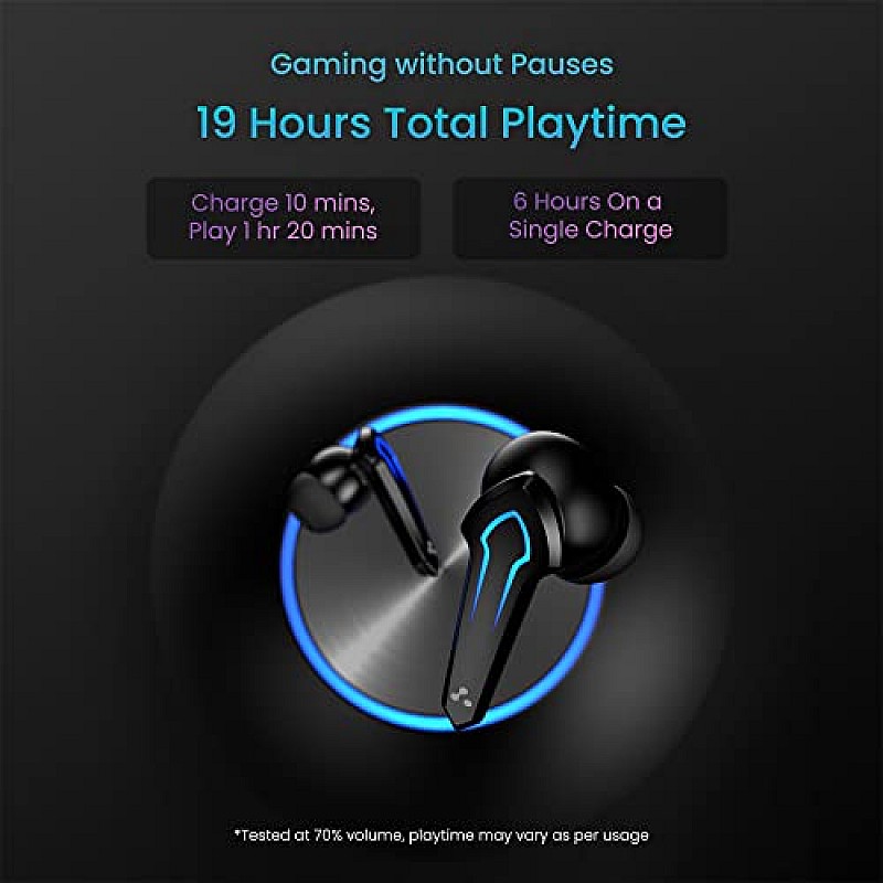 Ambrane Dots Play True Wireless Gaming in Ear Earbuds 46ms Ultra-Low Latency Lag-Free Audio (Black)