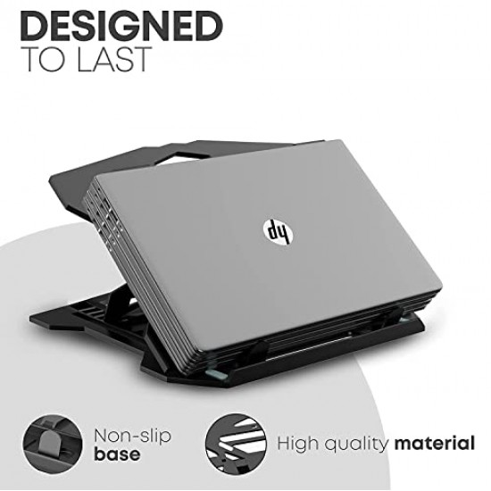 Dyazo Tabletop Laptop Stand with 8 Angles View Height Adjustable Foldable Design 11.6 inches - 15.6 Notebook with Free Phone Stand (Black)