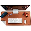 Dyazo PU Leather Mouse Pad, Desk Mat Extended for Work from Home, Anti-Slip, Reversible, Water Resistant Large Desk Spread, Brown & Grey