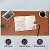 Dyazo PU Leather Mouse Pad, Desk Mat Extended for Work from Home, Anti-Slip, Reversible, Water Resistant Large Desk Spread, Brown & Grey