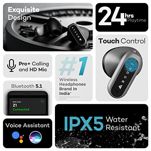 Boult Audio Airbass Z1 TWS Lightweight Bluetooth Truly Wireless in Ear Earbuds with Mic (Grey) Boult Audio Airbass Z1 TWS Lightweight Bluetooth Truly Wireless in Ear Earbuds with Mic (Grey)