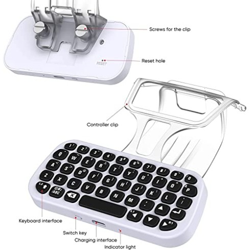 New World Wireless Controller Keyboard for PS5 White New World Wireless Controller Keyboard for PS5 White
