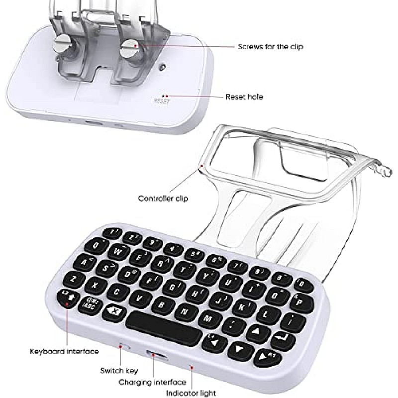 New World Wireless Controller Keyboard for PS5 White