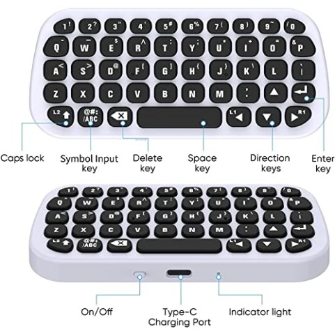 New World Wireless Controller Keyboard for PS5 White New World Wireless Controller Keyboard for PS5 White