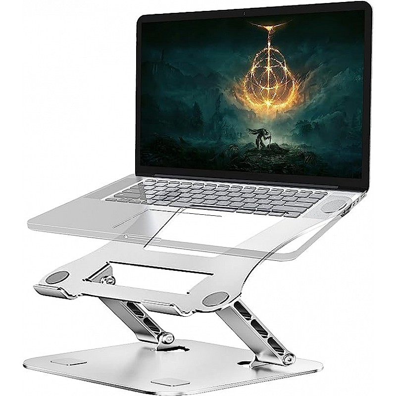 Dyazo Solid Height and Angle Adjustable Tabletop Laptop Stand  11 (27cm)-15.6 inches (39.6cm, Silver)