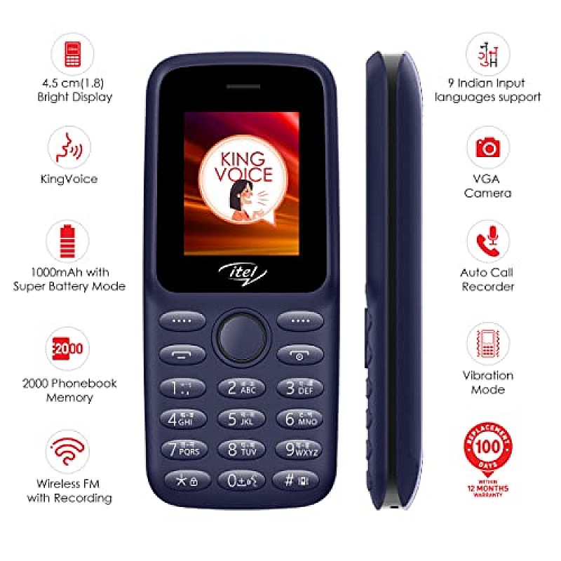 Itel U20 4 MB/32 MB 1.8 inch Black Keypad Feature Phone