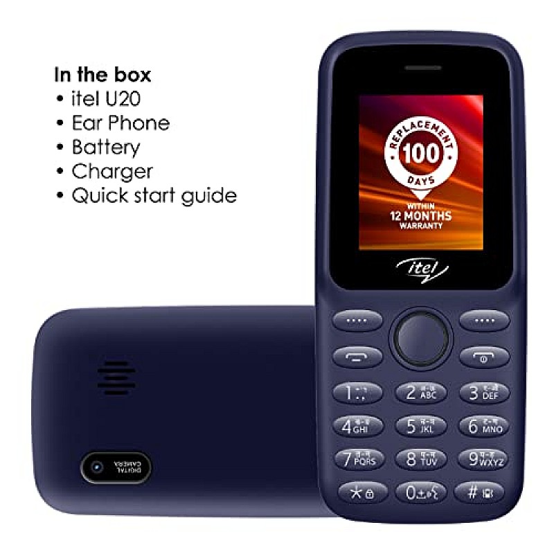 Itel U20 4 MB/32 MB 1.8 inch Black Keypad Feature Phone