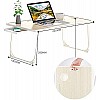 Tarkan Portable Folding Laptop Desk for Bed, Lapdesk with Handle, Drawer, Cup and Mobile Tablet Holder for Study, Eating, Work (Beige)