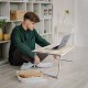 Tarkan Portable Folding Laptop Desk for Bed, Lapdesk with Handle, Drawer, Cup and Mobile Tablet Holder for Study, Eating, Work (Beige)