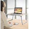 Tarkan Portable Folding Laptop Desk for Bed, Lapdesk with Handle, Drawer, Cup and Mobile Tablet Holder for Study, Eating, Work (Beige)