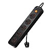 Portronics Power Plate 6 with 4 USB Port + 5 Power Sockets Extension Board, 2500W Power Converter, Cord Length 3Mtr (Black)