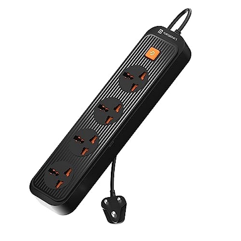 Portronics Power Plate 6 with 4 USB Port + 5 Power Sockets Extension Board, 2500W Power Converter, Cord Length 3Mtr (Black)