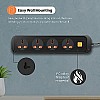 Portronics Power Plate 6 with 4 USB Port + 5 Power Sockets Extension Board, 2500W Power Converter, Cord Length 3Mtr (Black)