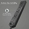 Portronics Power Plate 6 with 4 USB Port + 5 Power Sockets Extension Board, 2500W Power Converter, Cord Length 3Mtr (Black)