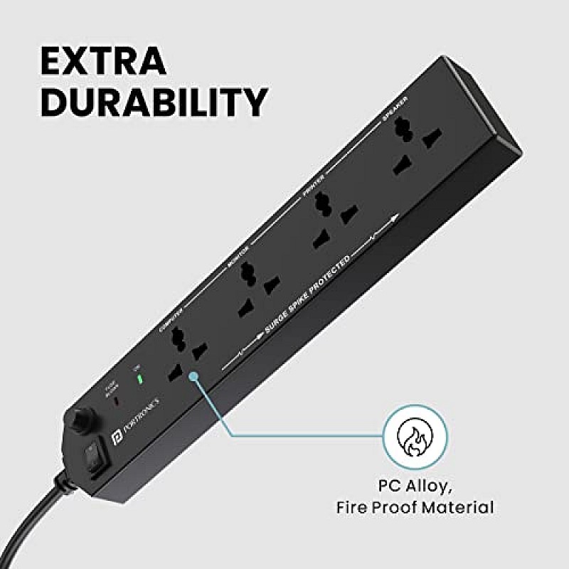 Portronics Power Plate 7 with 6 USB Port + 8 Power Sockets Smart Electric Universal Extension Board Multi Plug with 2500W, 3Mtr Cord Length, 2.1A USB Output(Black)