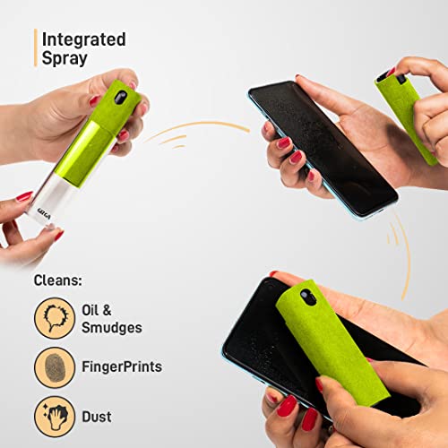 Gizga Essentials 3-in-1 Phone Cleaner, Laptop Screen Cleaner, Fingerprint-Proof Screen Cleaner Kit, Reusable, Phones, TV Screen (Green)