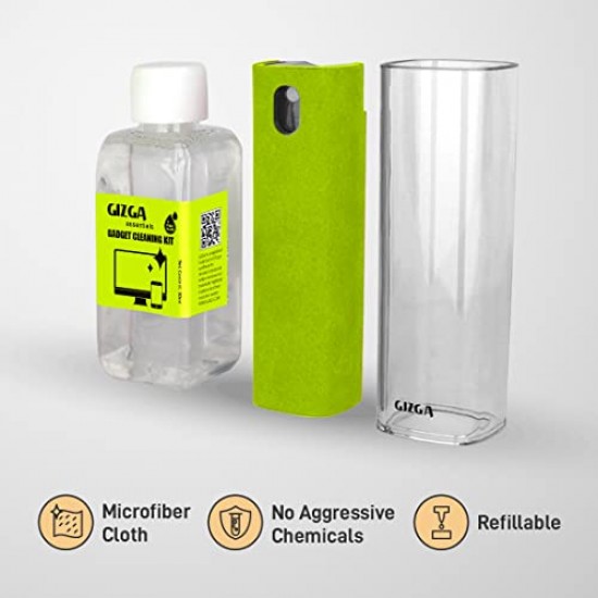 Gizga Essentials 3-in-1 Phone Cleaner, Laptop Screen Cleaner, Fingerprint-Proof Screen Cleaner Kit, Reusable, Phones, TV Screen (Green)