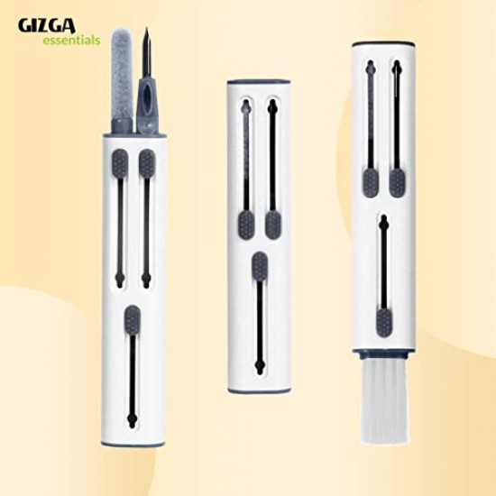 Gizga Essentials Earphone Earpod Cleaning Pen for Earbuds Wireless Earphones 5-in-1 Multifunctional Cleaning Kit White