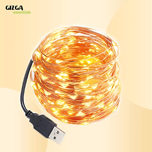 GIZGA essentials Copper LED Fairy String Lights with USB, High Brightness Party Light, 3 Meter, Warm White, Pack of 5 GIZGA essentials Copper LED Fairy String Lights with USB, High Brightness Party Light, 3 Meter, Warm White, Pack of 5
