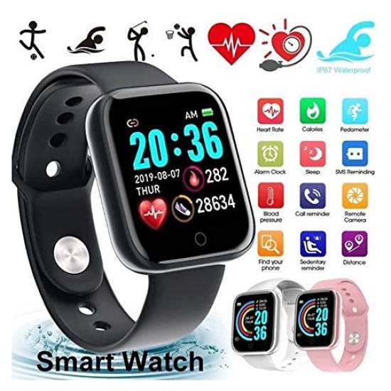 Airtree Smart Watch for Mens/Women - Y68 D20 Unisex Bluetooth Smart Watch/Fitness Band / Black