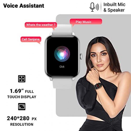 Fire-Boltt Ninja Calling 1.69" Bluetooth Calling Smart Watch, Dial Pad, Speaker, AI Voice Assistant with 450 NITS Peak Brightness (Silver)