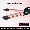 VEGA K-Glam Advanced 3 In 1 Hair Styler With Adjustable Temperature Straightener (VHSCC-04) Rose Gold