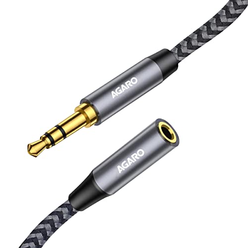 AGARO 3.5mm Male to Female AUX Cable 7.5M,Silver Black AGARO 3.5mm Male to Female AUX Cable 7.5M,Silver Black