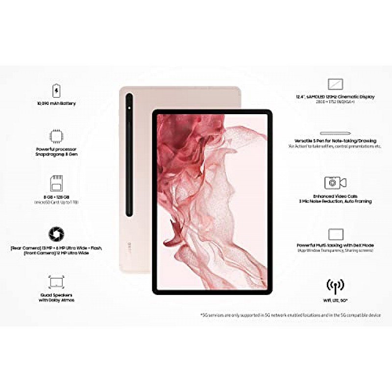 Samsung Galaxy Tab S8+ 31.49 cm (12.4 inch)  Wi-Fi Tablet, Pink Gold