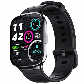 Ambrane Edge Smartwatch with 500 Nits Brightness (4.2cm) Full-Touch LucidDisplay (Raven Black)